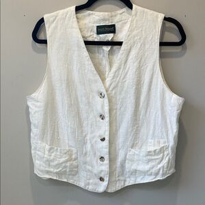 Harve Benard White Linen Vest